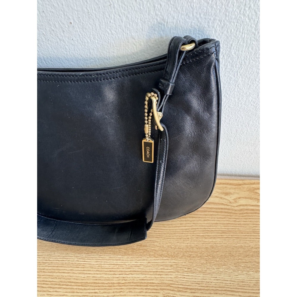 Vintage‎ COACH Y2K Black Leather Baguette Shoulder Bag E1K-8165 - Picture 5 of 11